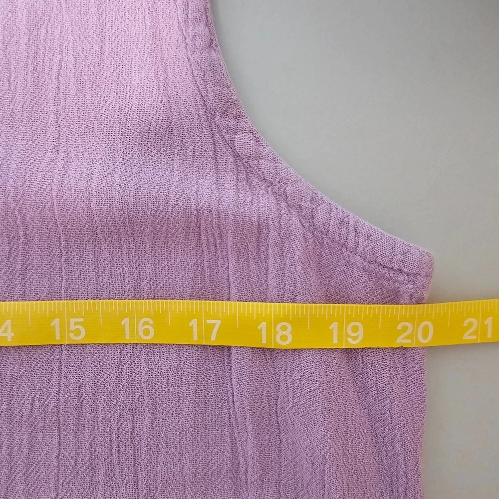 OH MY GAUZE! L/XL‎ Sleeveless Midi Dress Lavender Cotton Gauze Casual - Picture 6 of 8